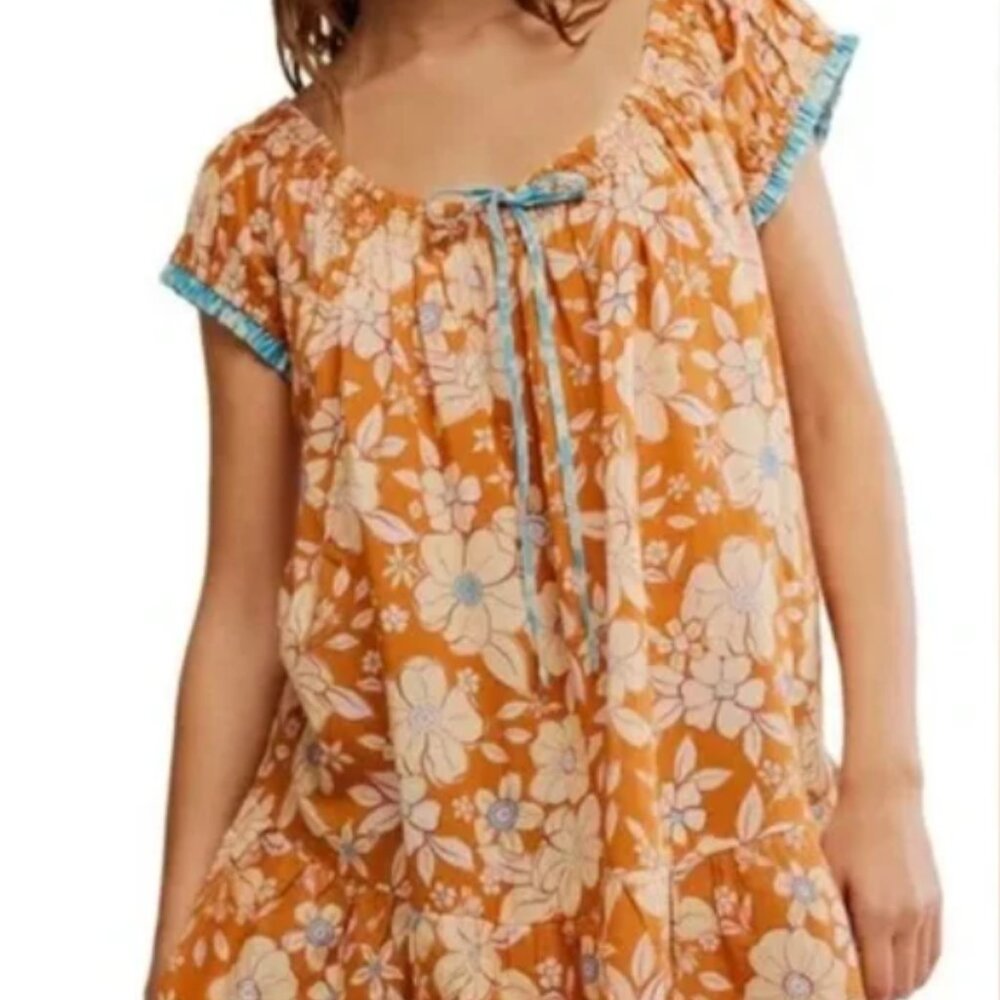 Free People Frankie Honey Ginger Floral Tunic.NWOT